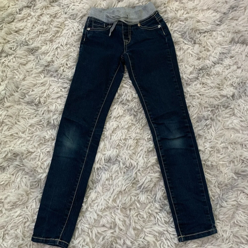 Justice girls skinny blue jeans elastic waistband Size 6